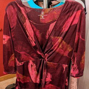 Magenta/Maroon/Gold, New York & Co, Long-sleeve Top